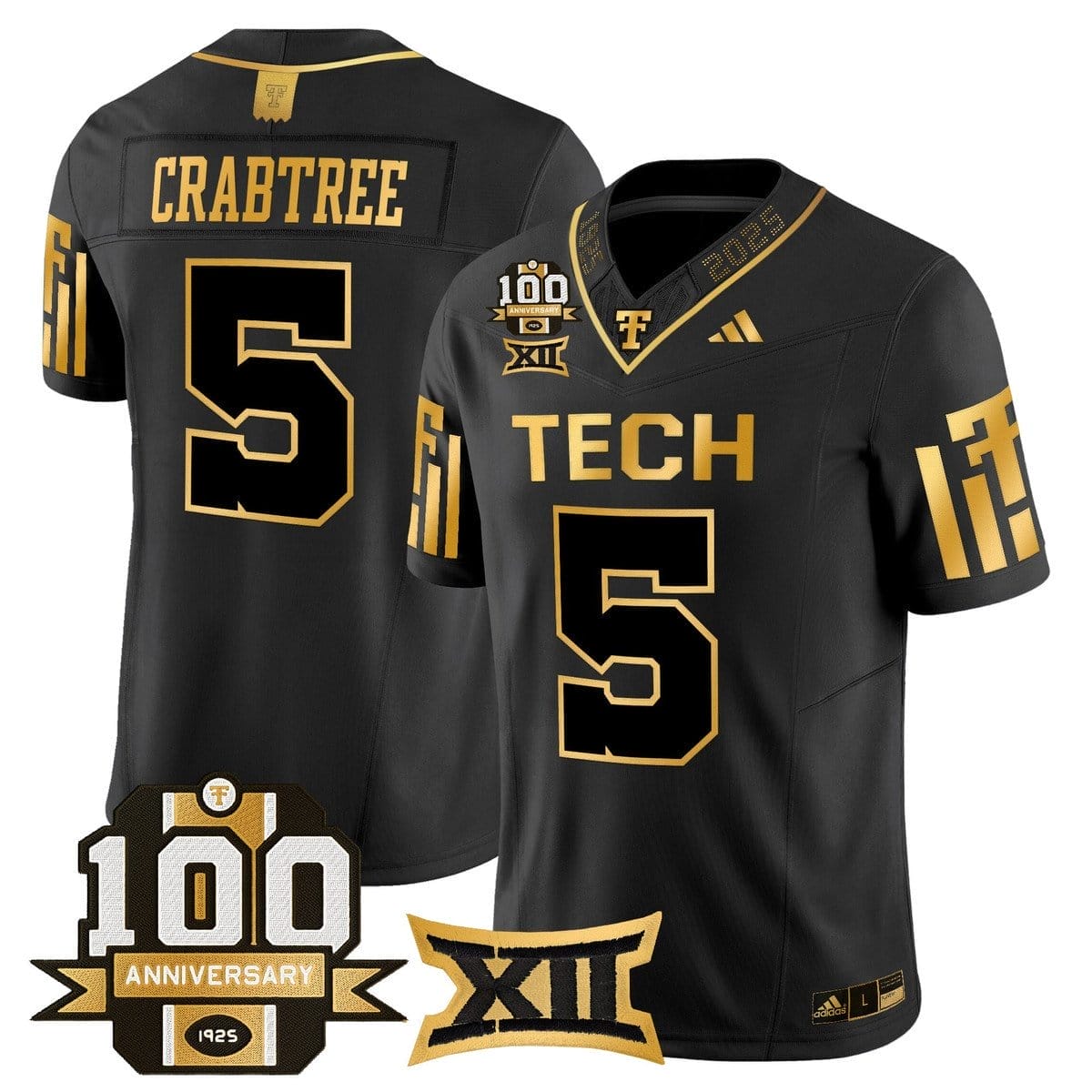 Michael Crabtree Jersey #5 Texas Tech 2025 100th Anniversary Stitched - Image 2