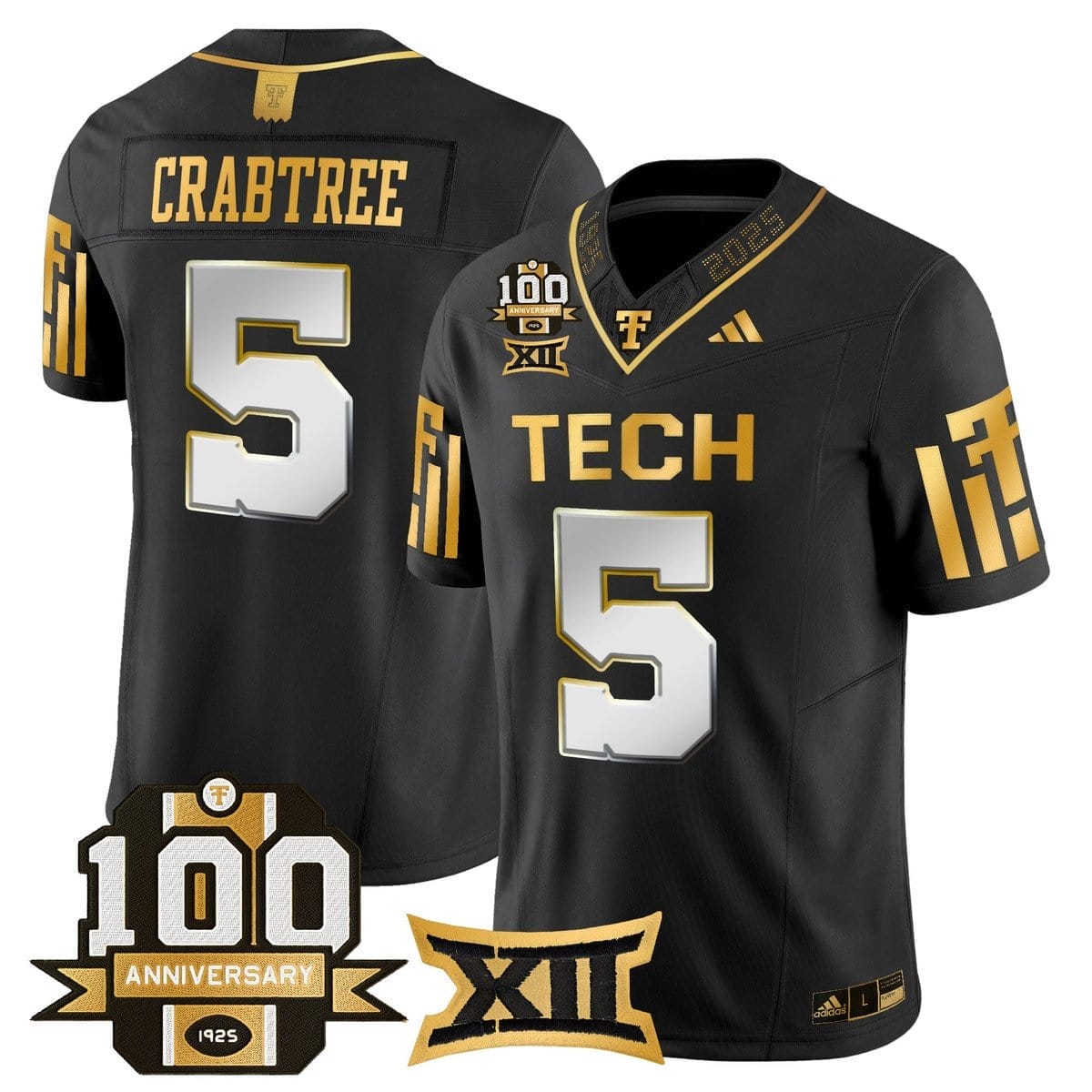 Michael Crabtree Jersey #5 Texas Tech 2025 100th Anniversary Stitched - Image 3