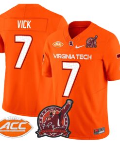 Michael Vick Jersey 7 Virginia Tech Hokies Coach Frank Beamer 2025 Orange