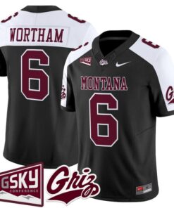 Alternative view of Michael Wortham Jersey #6 Montana Grizzlies 2025 Vapor Stitched Black Alter