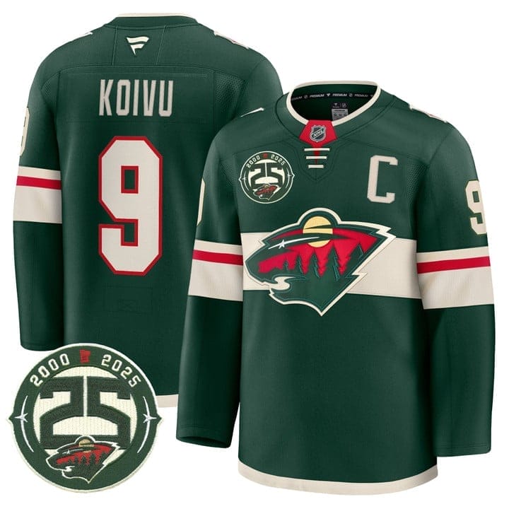 Mikko Koivu Jersey #9 Minnesota Wild 25th Anniversary Patch Stitched - Image 2