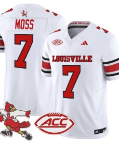 Miller Moss Jersey 7 Louisville Cardinals 1980s Throwback Stitched White