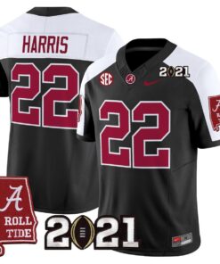 Najee Harris Jersey 22 Alabama 2021 CFP Championship Alabama Map Black Alter