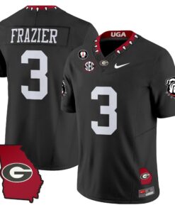 Nate Frazier Jersey 3 Georgia Bulldogs 2025 Georgia Map Vince Dooley Stitched Black