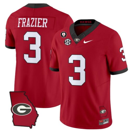 Nate Frazier Jersey #3 Georgia Bulldogs 2025 Georgia Map, Vince Dooley Stitched - Image 4