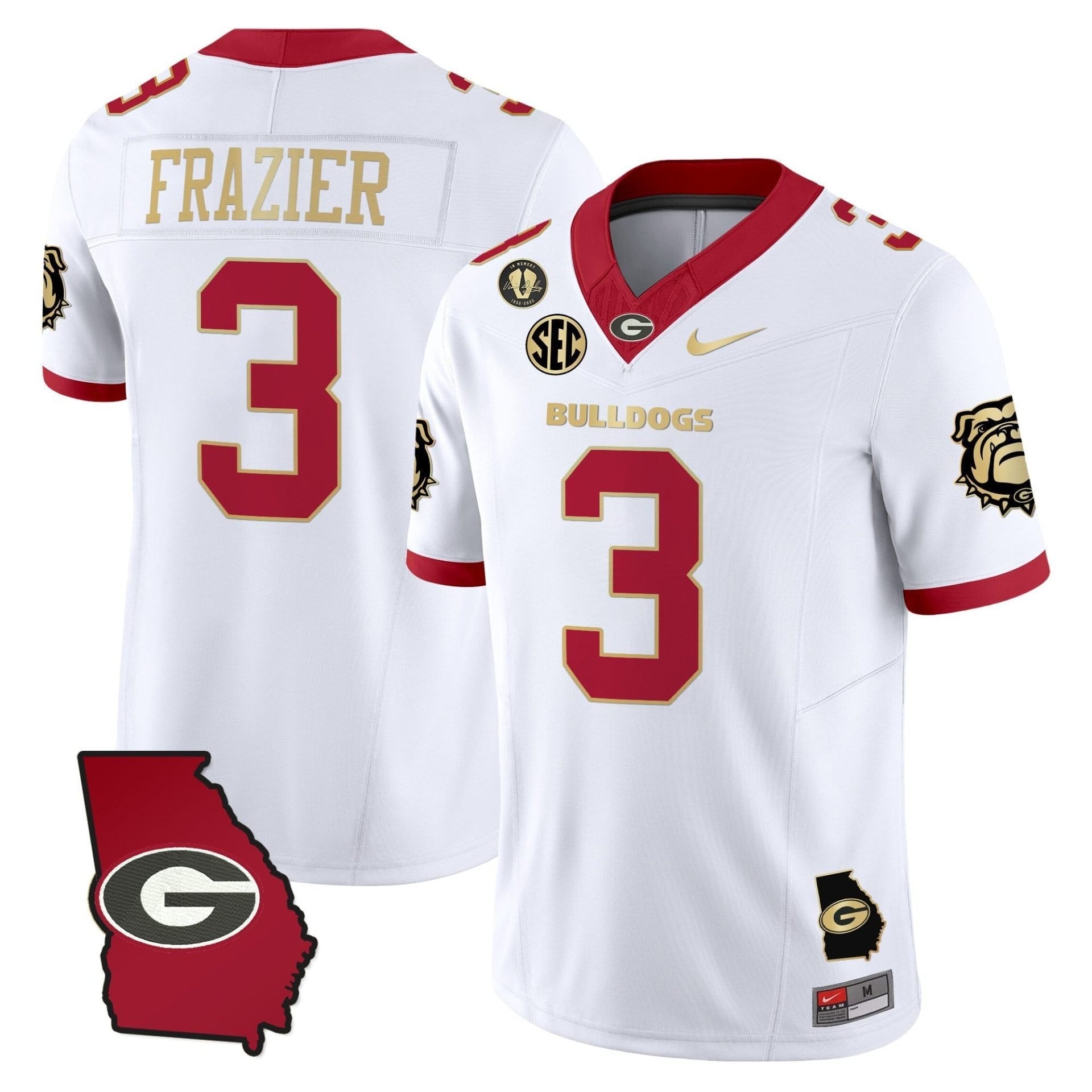 Nate Frazier Jersey #3 Georgia Bulldogs 2025 Georgia Map, Vince Dooley Stitched - Image 5