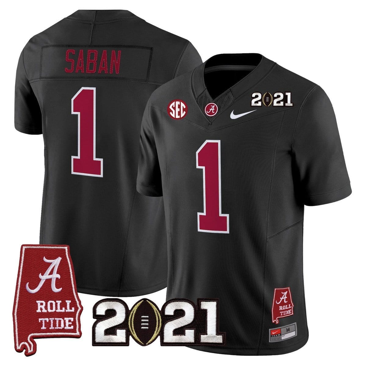 Nick Saban Jersey #1 Alabama 2021 CFP Championship Alabama Map