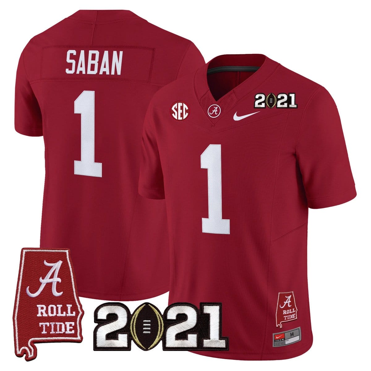 Nick Saban Jersey #1 Alabama 2021 CFP Championship Alabama Map - Image 5