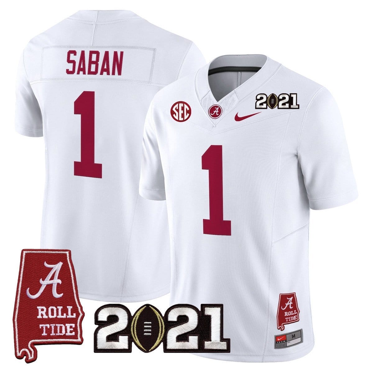Nick Saban Jersey #1 Alabama 2021 CFP Championship Alabama Map - Image 2