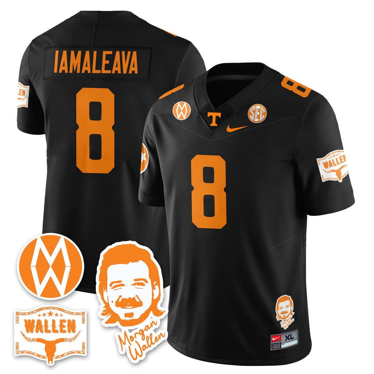 Nico Iamaleava Jersey #8 Tennessee Vols Morgan Wallen 2025 Stitched