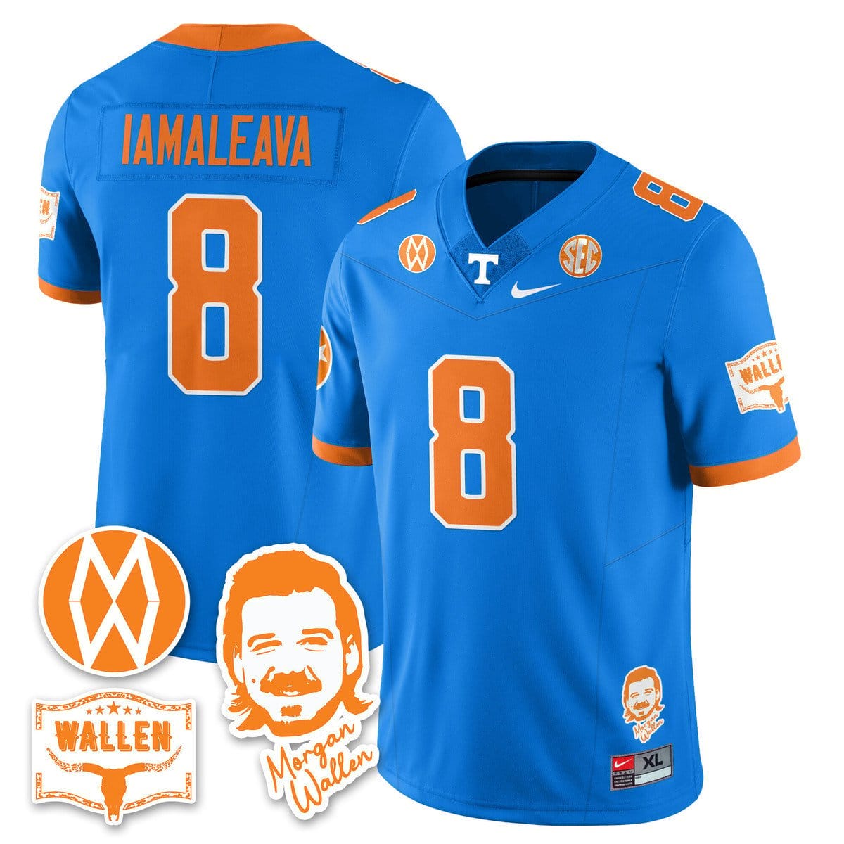 Nico Iamaleava Jersey #8 Tennessee Vols Morgan Wallen 2025 Stitched - Image 4