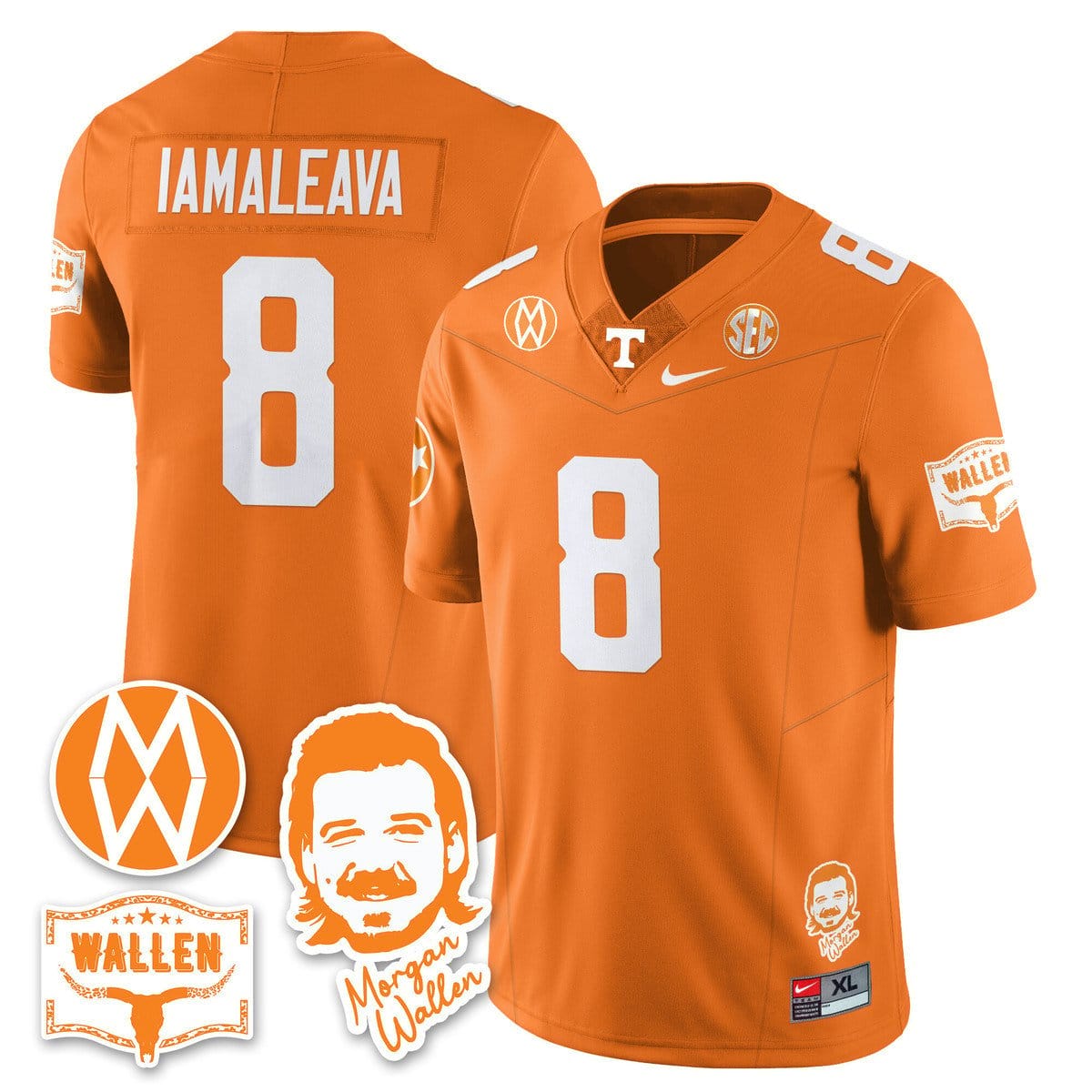Nico Iamaleava Jersey #8 Tennessee Vols Morgan Wallen 2025 Stitched - Image 5