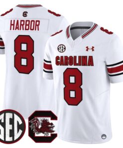 Nyck Harbor Jersey 8 South Carolina Gamecocks 2025 Stitched White