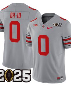 OH IO Jersey 0 Ohio State Heritage Stripe 2025 CFP Final Stitched Gray c0205ac8 cb66 4c9c 9864 c85502d07309