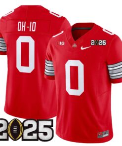 OH IO Jersey 0 Ohio State Heritage Stripe 2025 CFP Final Stitched Red
