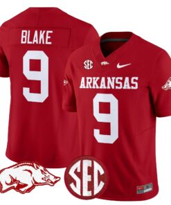 O Mega Blake Jersey 9 Arkansas Razorbacks Limited Stitched Cardinal