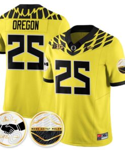 Oregon Jersey 25 Oregon Ducks 2025 Shoe Duck Stitched Yellow