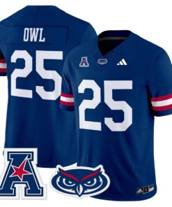 Owl Jersey 25 Florida Atlantic Owls 2025 All Stitched Blue