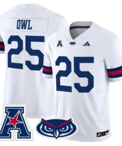Owl Jersey 25 Florida Atlantic Owls 2025 All Stitched White 1608b5cc 0857 48ff 9989 5acf253c4186