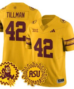 Pat Tillman Jersey 42 Arizona State Sun Devils 1975 Throwback Stitched Gold