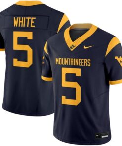 Pat White Jersey 5 West Virginia Mountaineers 2025 Limited Stitched Navy