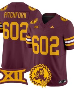 Pitchfork Jersey 602 Arizona State Sun Devils 1975 Throwback Stitched Maroon