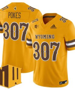 Pokes Jersey 307 Wyoming Cowboys 2025 Vapor Limited Stitched Gold