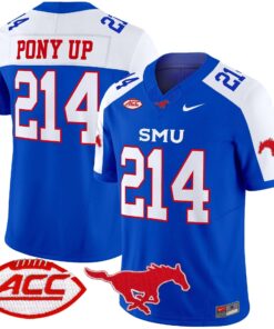 Pony Up Jersey 214 SMU Mustangs 2025 Vapor Limited Stitched Blue Alter 5e9cc665 2904 4675 9c8e 1ca47bec8fea