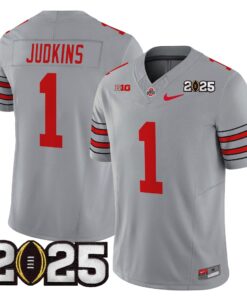 Quinshon Judkins Jersey 1 Ohio State Heritage Stripe 2025 CFP Final Gray