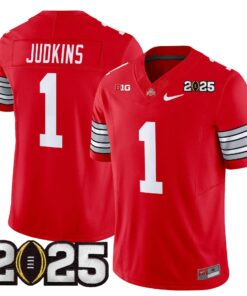Quinshon Judkins Jersey 1 Ohio State Heritage Stripe 2025 CFP Final Red