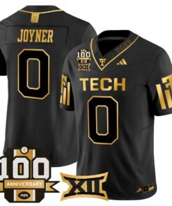 Quinten Joyner Jersey 0 Texas Tech 2025 100th Anniversary Stitched Black Gold