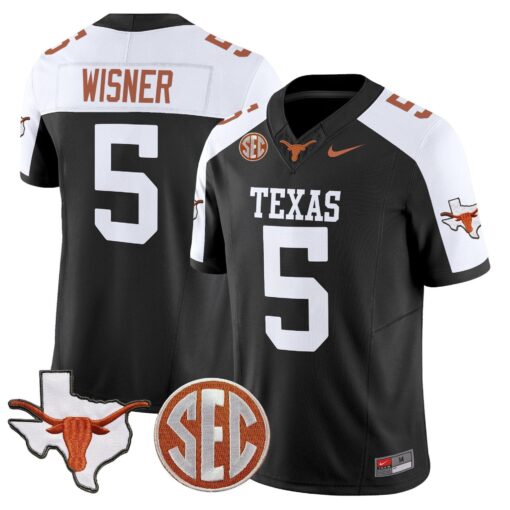 Quintrevion Wisner Jersey #5 Texas Longhorns 2025 State Map SEC Patch - Image 3