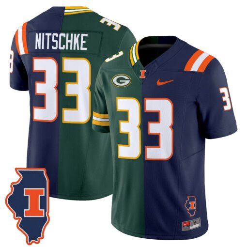 Ray Nitschke Jersey #33 Illinois Fighting Illini Split Vapor Limited Stitched