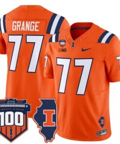 Red Grange Jersey 77 Illinois Fighting 100th Memorial Stadium Orange