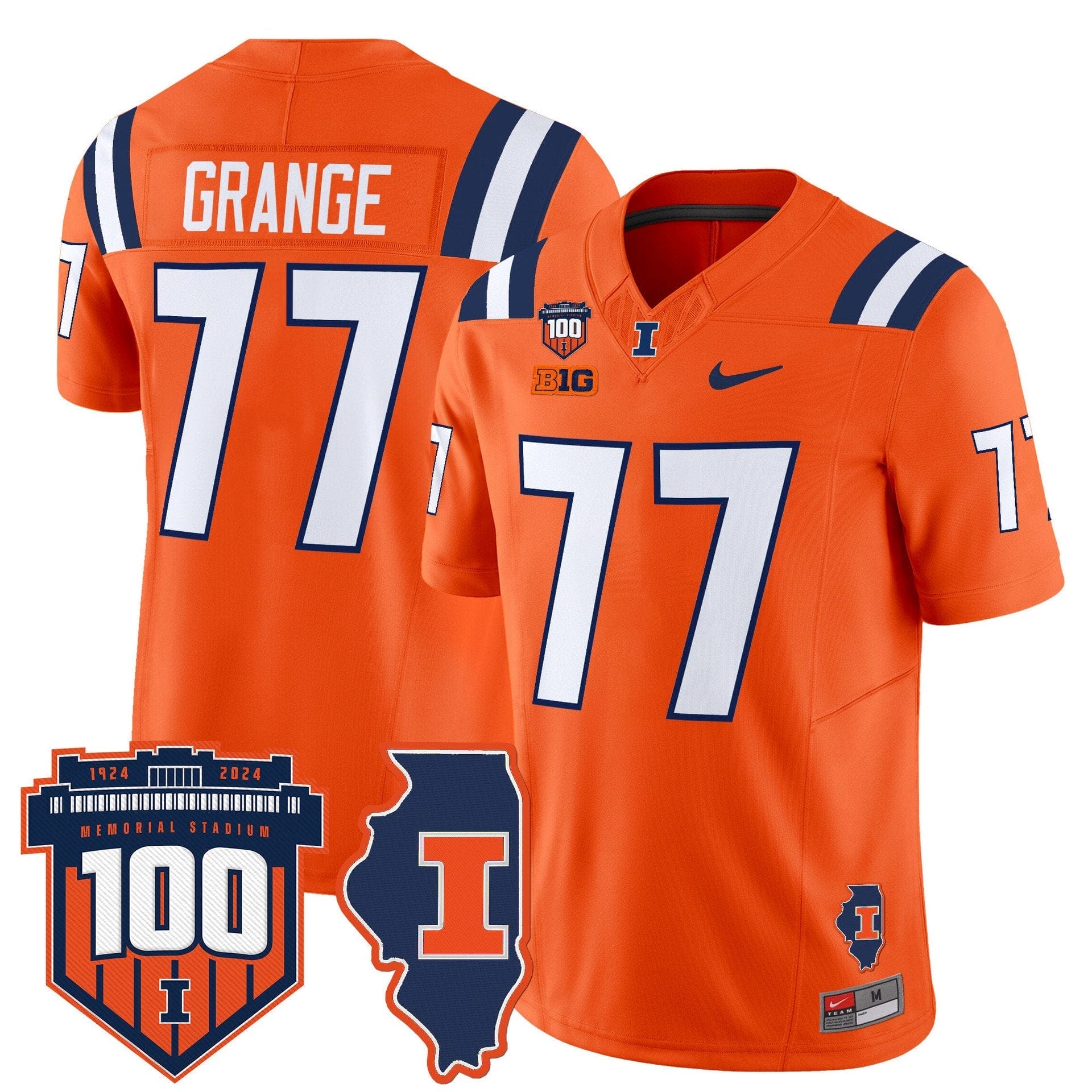 Red Grange Jersey #77 Illinois Fighting 100th Memorial Stadium - Image 5