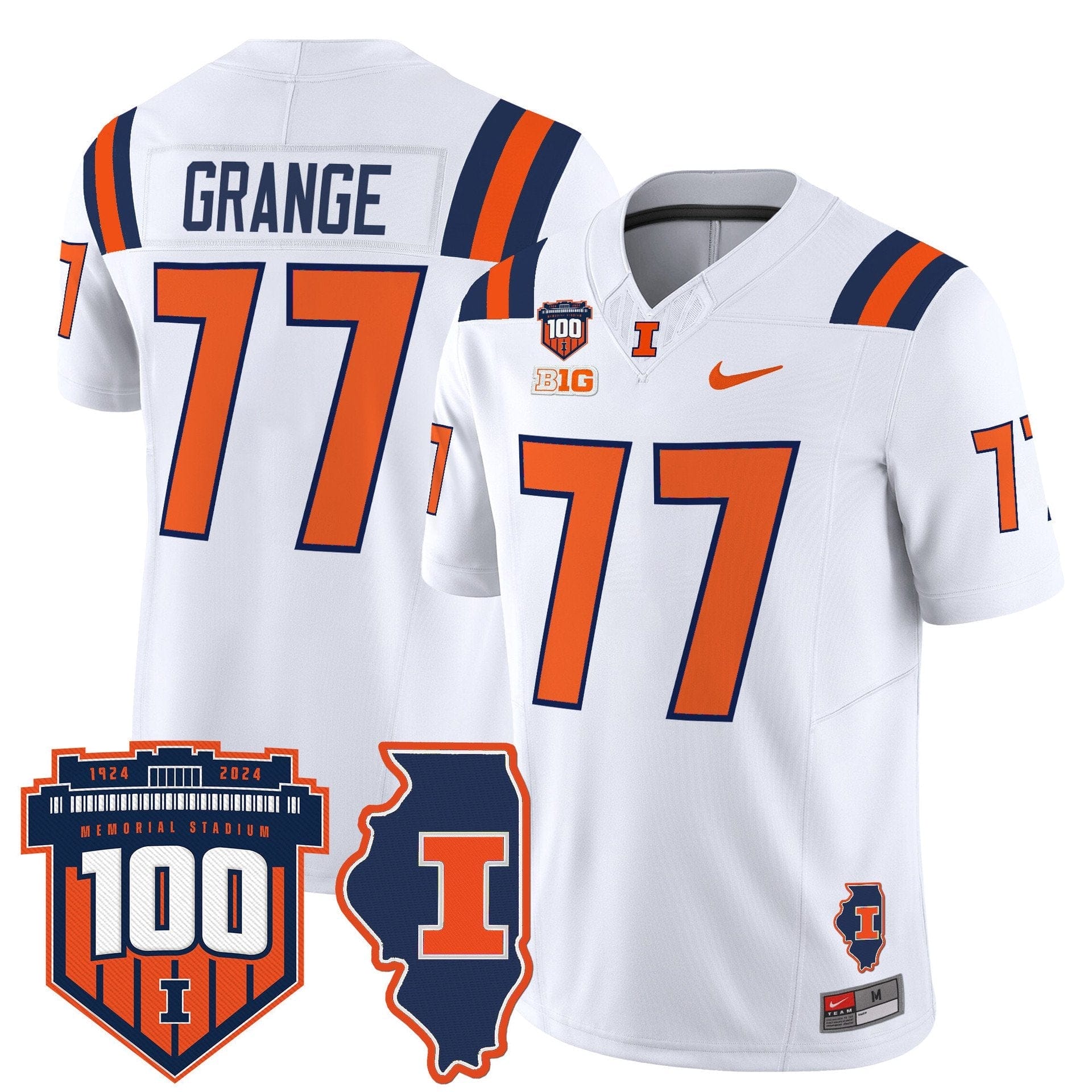 Red Grange Jersey #77 Illinois Fighting 100th Memorial Stadium - Image 2