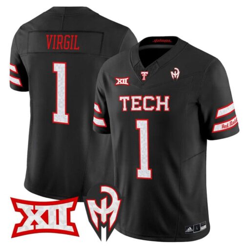 Reggie Virgil Jersey #1 Texas Tech Red Raiders Too Cold Vapor Stitched