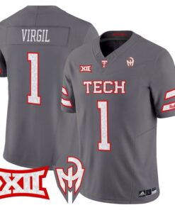 Reggie Virgil Jersey 1 Texas Tech Red Raiders Too Cold Vapor Stitched Gray
