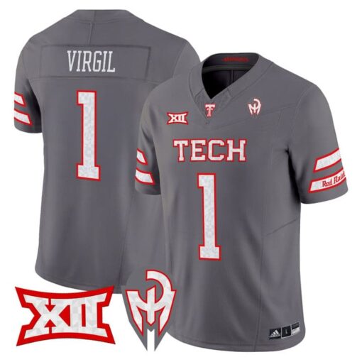 Reggie Virgil Jersey #1 Texas Tech Red Raiders Too Cold Vapor Stitched - Image 3