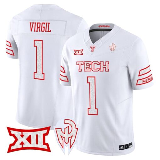 Reggie Virgil Jersey #1 Texas Tech Red Raiders Too Cold Vapor Stitched - Image 2