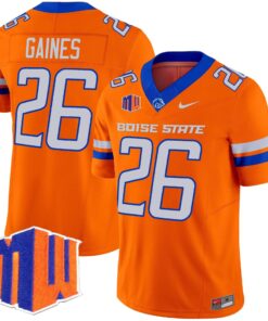 Sire Gaines Jersey 26 Boise State Broncos 2025 Vapor Stitched Orange