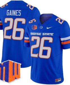 Sire Gaines Jersey 26 Boise State Broncos 2025 Vapor Stitched Royal