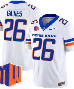 Sire Gaines Jersey 26 Boise State Broncos 2025 Vapor Stitched White