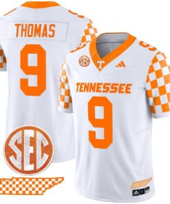 Star Thomas Jersey 9 Tennessee Vols Rebrand 2026 Checkerboard Stitched White