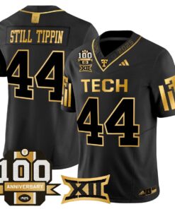Still Tippin Jersey 44 Texas Tech 2025 100th Anniversary Stitched Black Gold