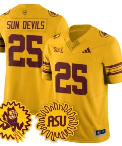Sun Devils Jersey 25 Arizona State 1975 Throwback Uniform Stitched Gold