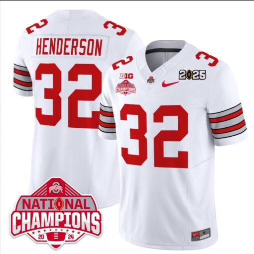 Treveyon Henderson Jersey #32 Ohio State 2025 CFP Patch National Champions - Image 2