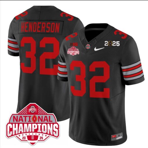 Treveyon Henderson Jersey #32 Ohio State 2025 CFP Patch National Champions