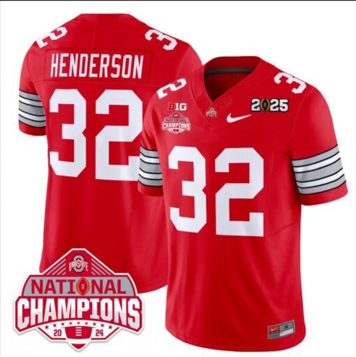 Treveyon Henderson Jersey #32 Ohio State 2025 CFP Patch National Champions - Image 4