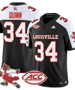 TJ Quinn Jersey 34 Louisville Cardinals 1980s Throwback Stitched Black Alter